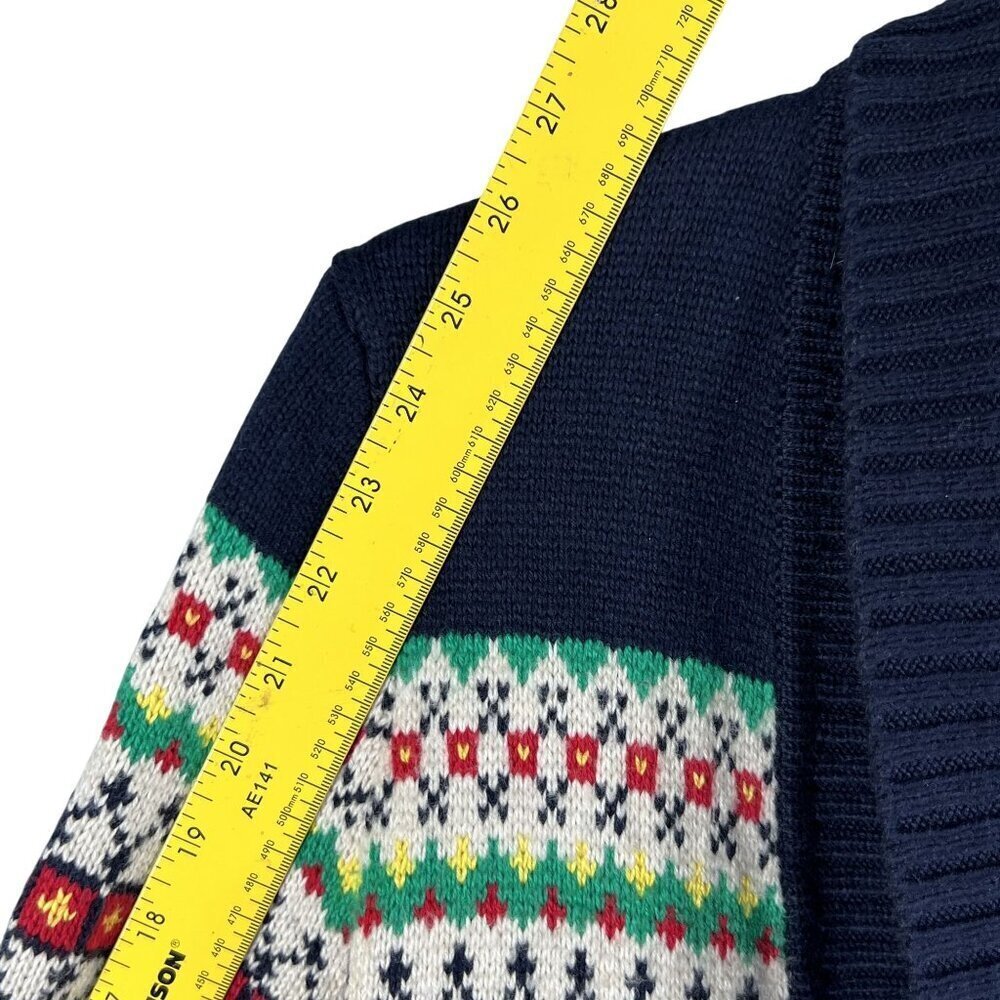 Talbots Womens L Fair Isle Shawl Collar Cardigan Sweater Soft Cozy Cotton Blend - Picture 12 of 16
